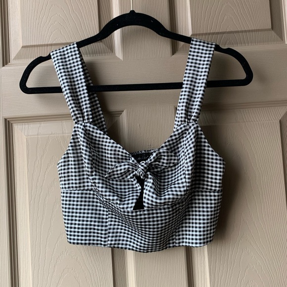 Forever 21 Tops - Black and White Gingham Print Crop Top